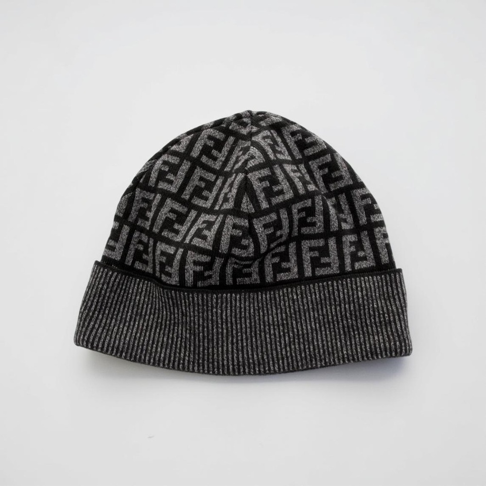 Fendi Monogram Black and Gray Beanie